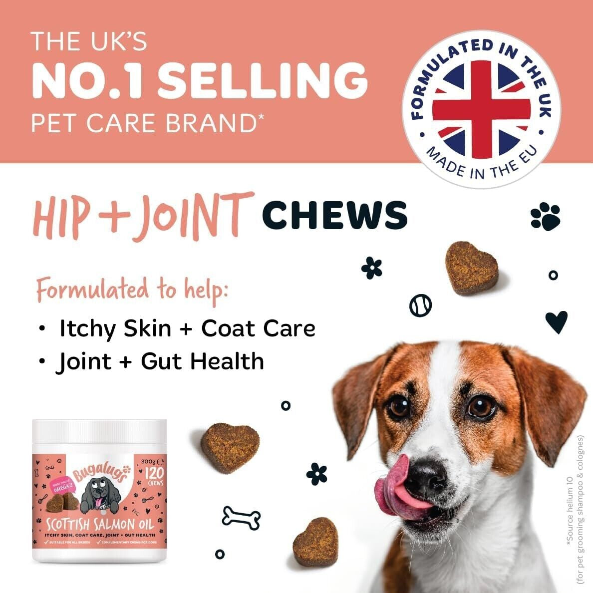 Bugalugs 100% Pure Salmon Oil for Dogs, Cats, and Pets - 500ml for Healthy Skin and Coat