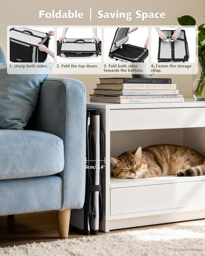Foldable Transport Bag for Dogs and Cats, 61 X 45 X 52 Cm, Breathable Transport Crate for Dogs and Cats, Suitable for Indoor and Outdoor Use, Travel, Grey