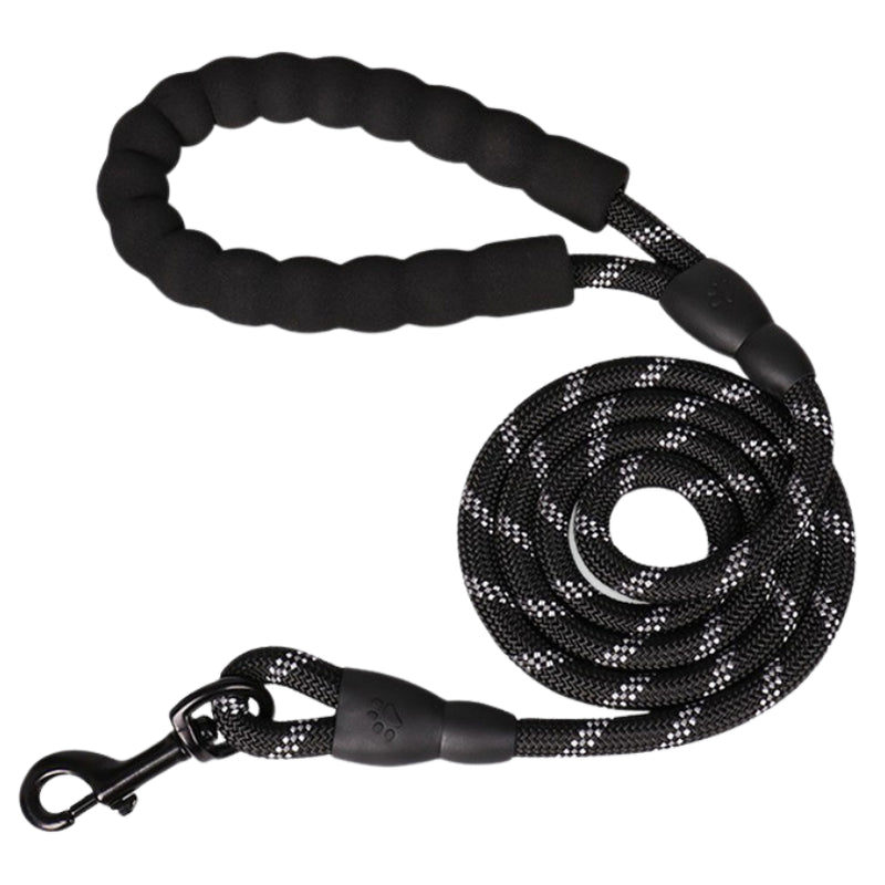 5FT Reflective Dog Lead 1.5M Rope Braided Pet Puppy Training Padded Leash Foam