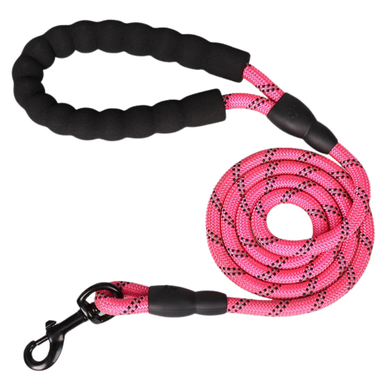5FT Reflective Dog Lead 1.5M Rope Braided Pet Puppy Training Padded Leash Foam