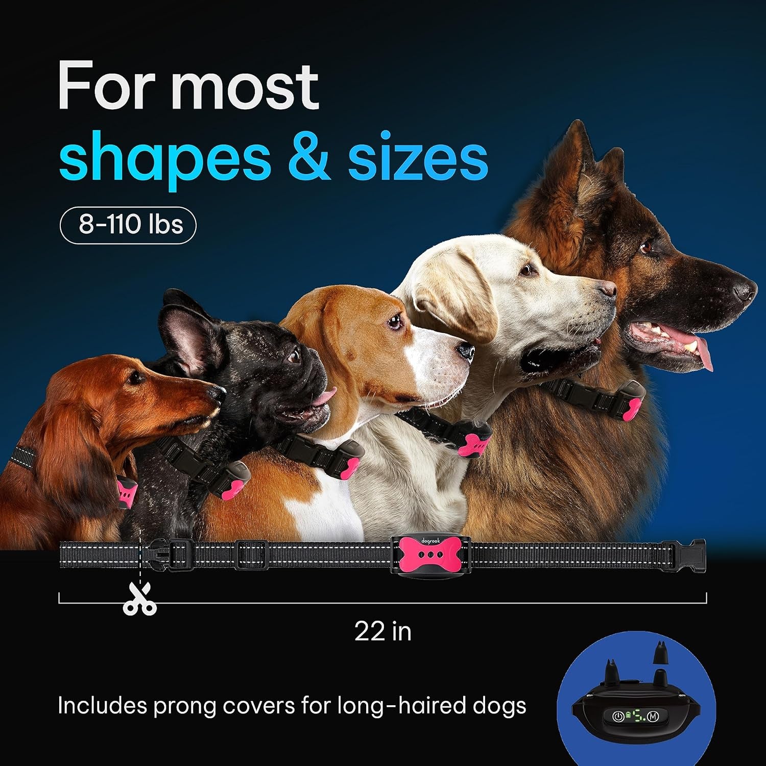Rechargeable Waterproof Smart Anti-Bark Collar for Dogs - No Shock Design with 5 Sensitivity Levels for Small, Medium, and Large Breeds