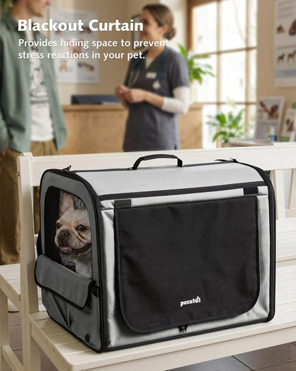 Foldable Transport Bag for Dogs and Cats, 61 X 45 X 52 Cm, Breathable Transport Crate for Dogs and Cats, Suitable for Indoor and Outdoor Use, Travel, Grey